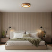 Dimmable Scandinavian Walnut LED Flush Mount Ceiling Lamp