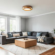 Dimmable Scandinavian Walnut LED Flush Mount Ceiling Lamp