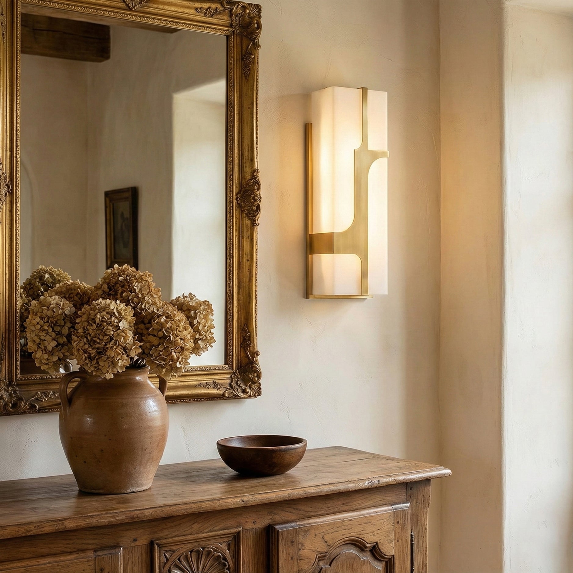 Modern Alabaster Brass Wall Light