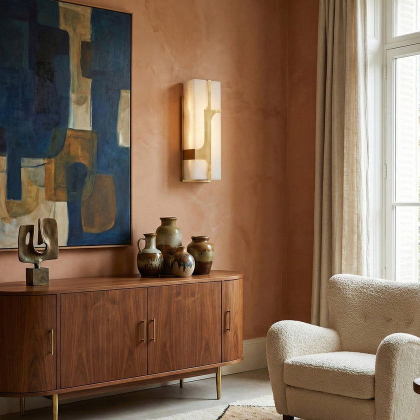 Modern Alabaster Brass Wall Light