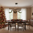 Dimmable Mid-century Double-Ring Walnut LED Chandelier