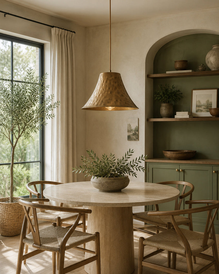 Hammered Brass Bell Pendant Light