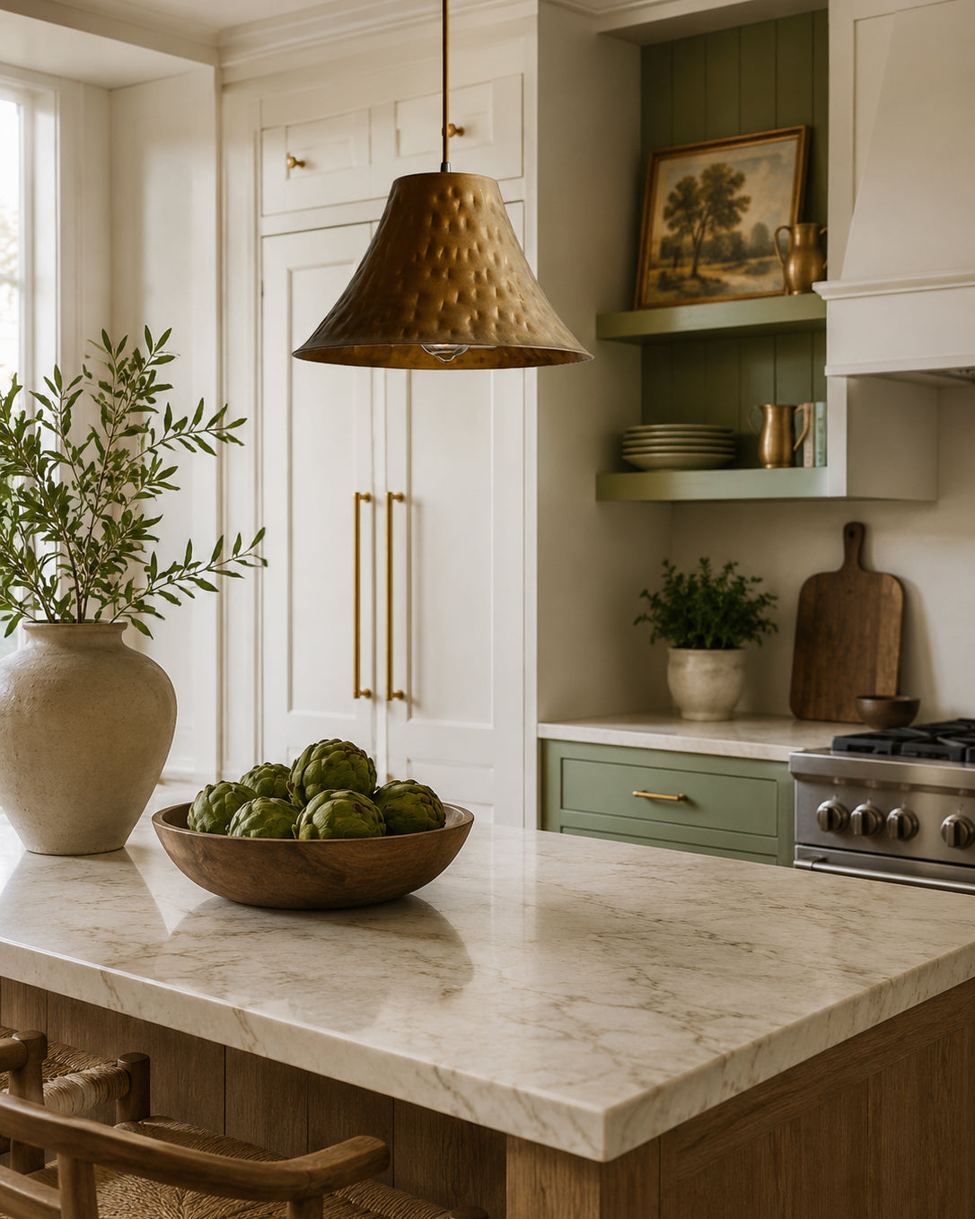 Hammered Brass Bell Pendant Light
