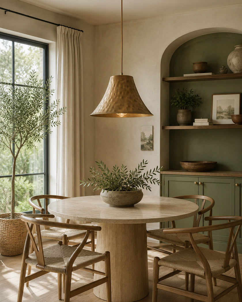 Hammered Brass Bell Pendant Light