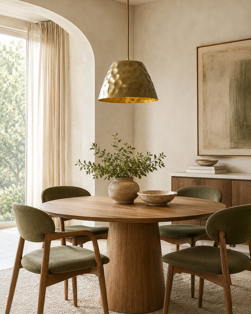 Hammered Brass Bell Pendant Light