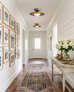 Mid-century Compact Walnut LED Flush Mount Ceiling Lamp