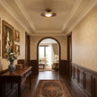 Mid-century Compact Walnut LED Flush Mount Ceiling Lamp