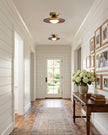 Mid-century Compact Walnut LED Flush Mount Ceiling Lamp
