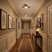 Mid-century Compact Walnut LED Flush Mount Ceiling Lamp