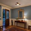 Mid-century Compact Walnut LED Flush Mount Ceiling Lamp