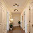 Mid-century Compact Walnut LED Flush Mount Ceiling Lamp