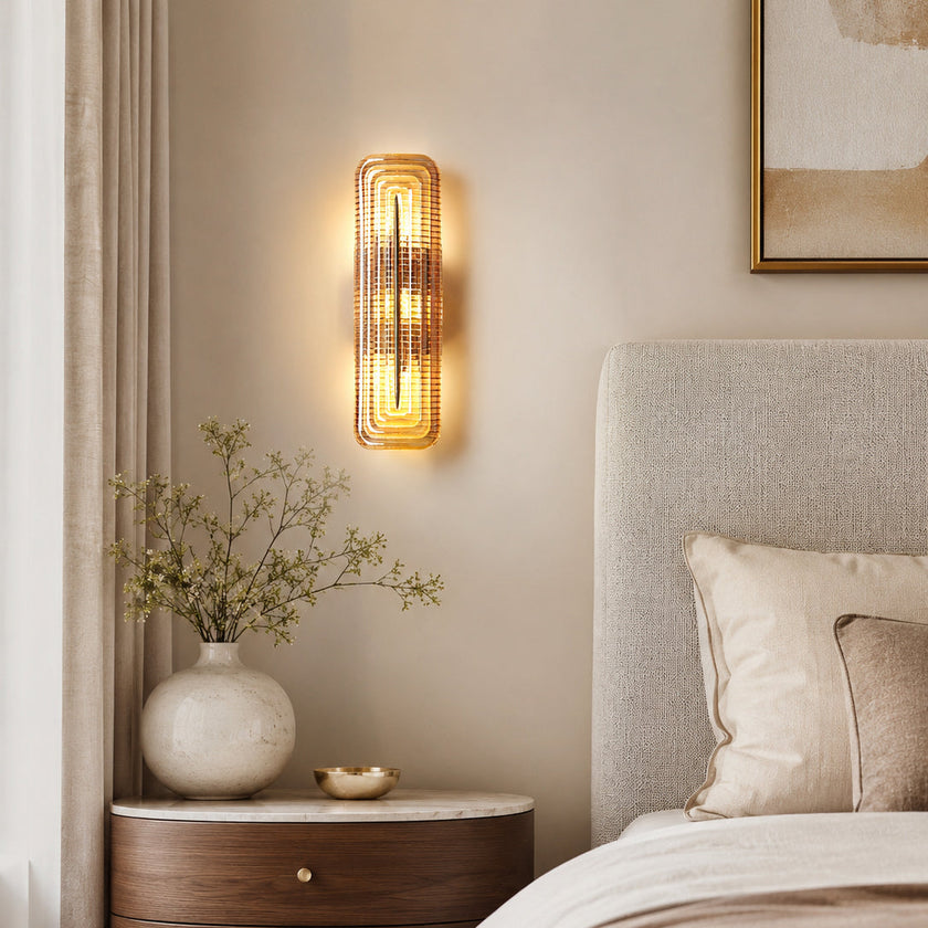 Fluted Amber Glass Wall Sconce
