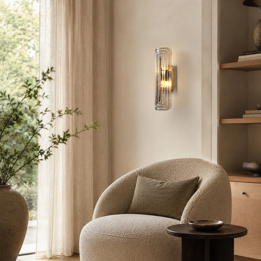 Fluted Amber Glass Wall Sconce