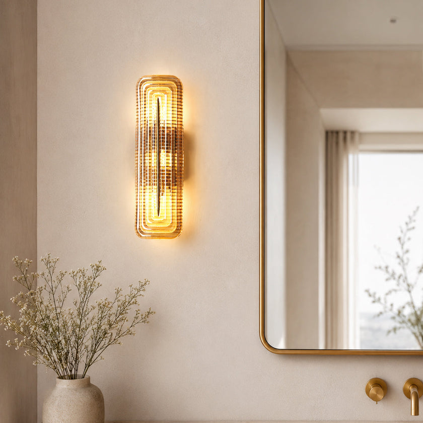 Fluted Amber Glass Wall Sconce