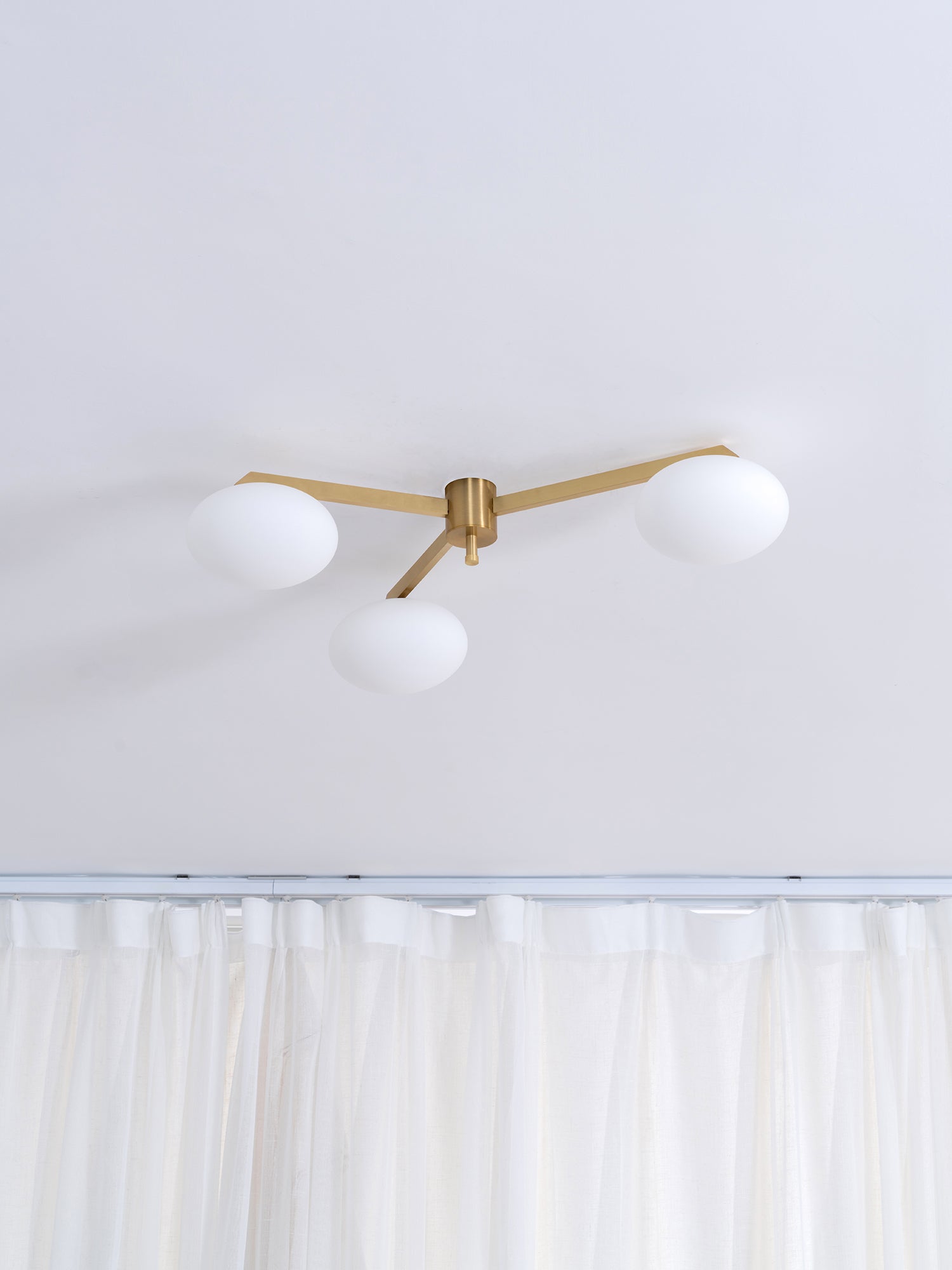 Art Deco Brass & Opal Glass Ceiling Lamp