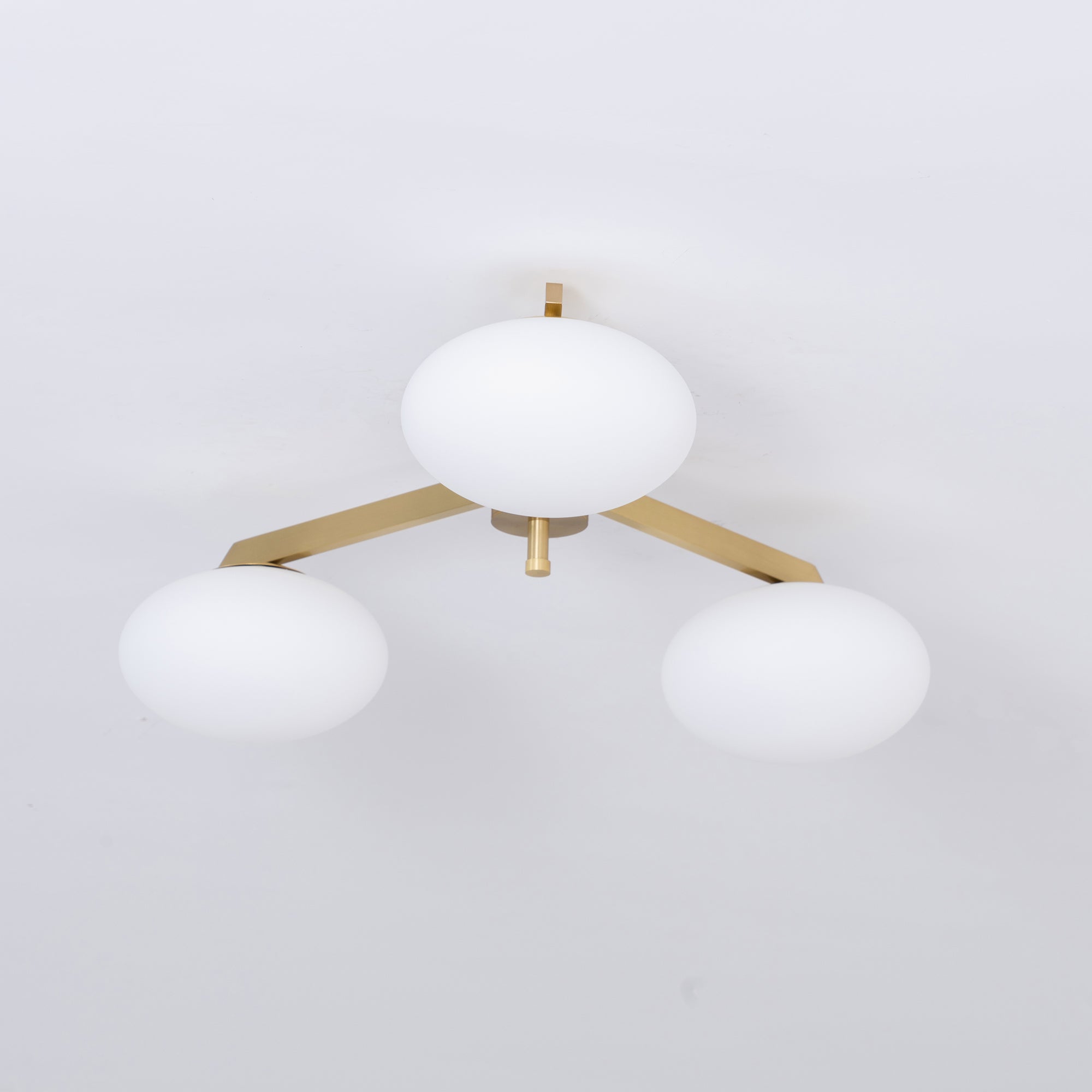 Art Deco Brass & Opal Glass Ceiling Lamp