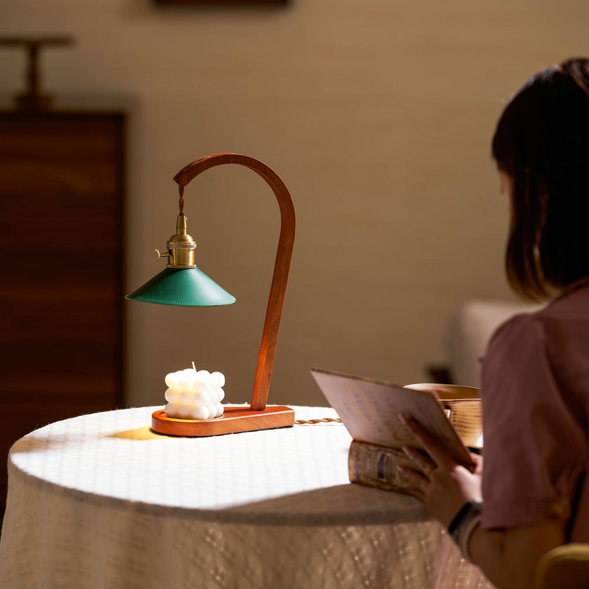 Wood Art Deco Candle Warmer Lamp