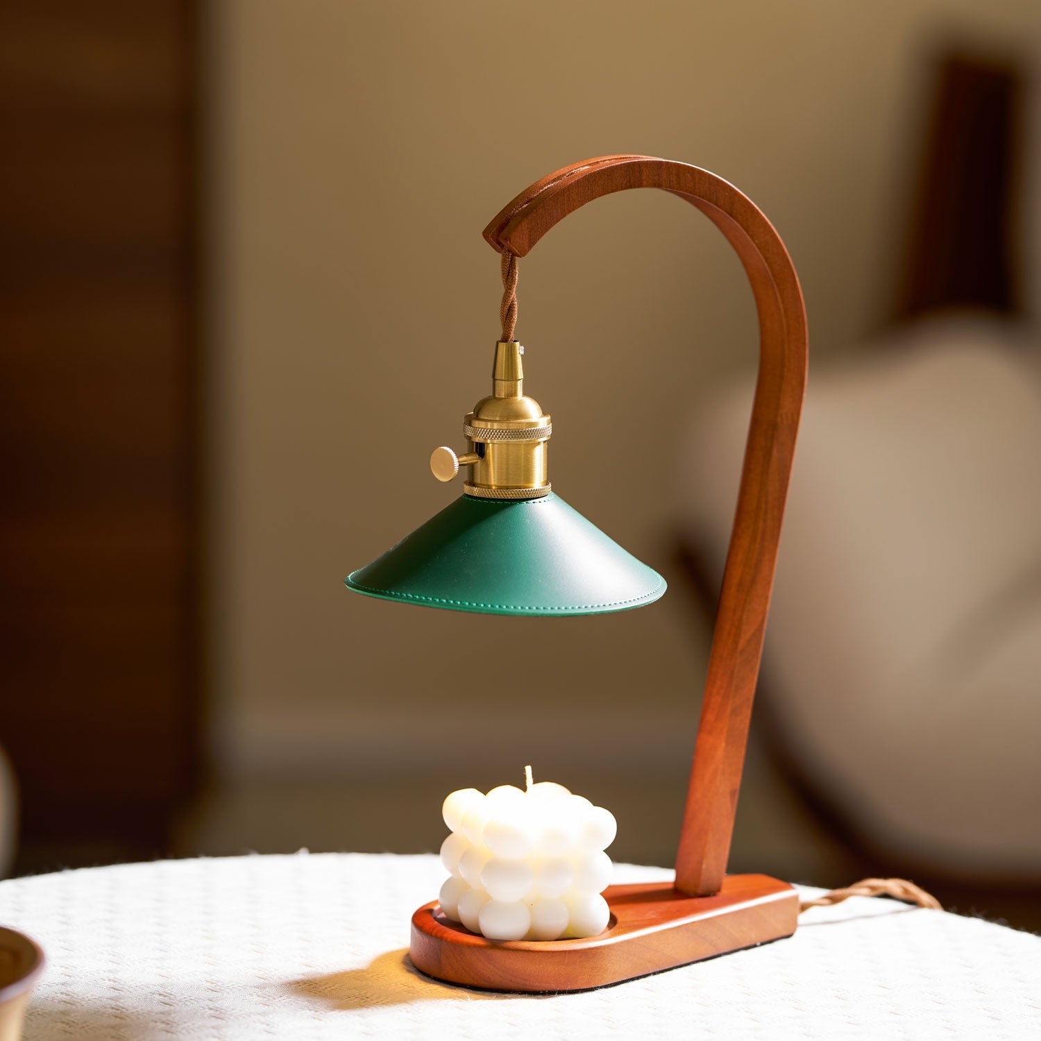 Wood Art Deco Candle Warmer Lamp