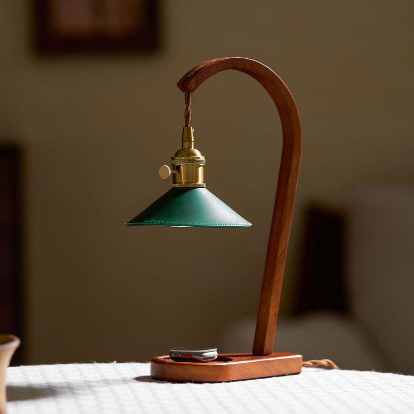Wood Art Deco Candle Warmer Lamp