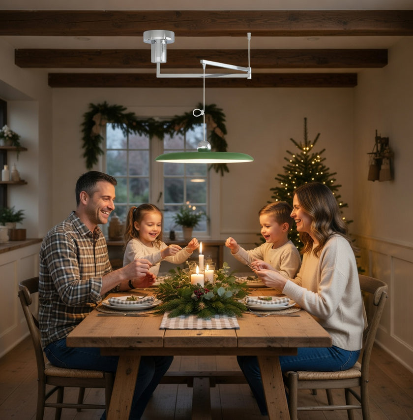 Arlen Modern Adjustable Swing Arm Disc Pendant Lamp