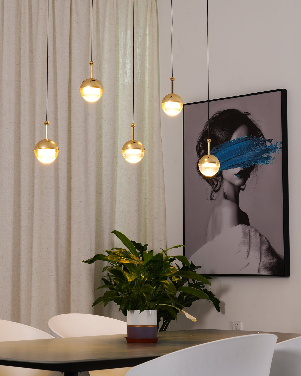 Glass Orb Cascade Chandelier