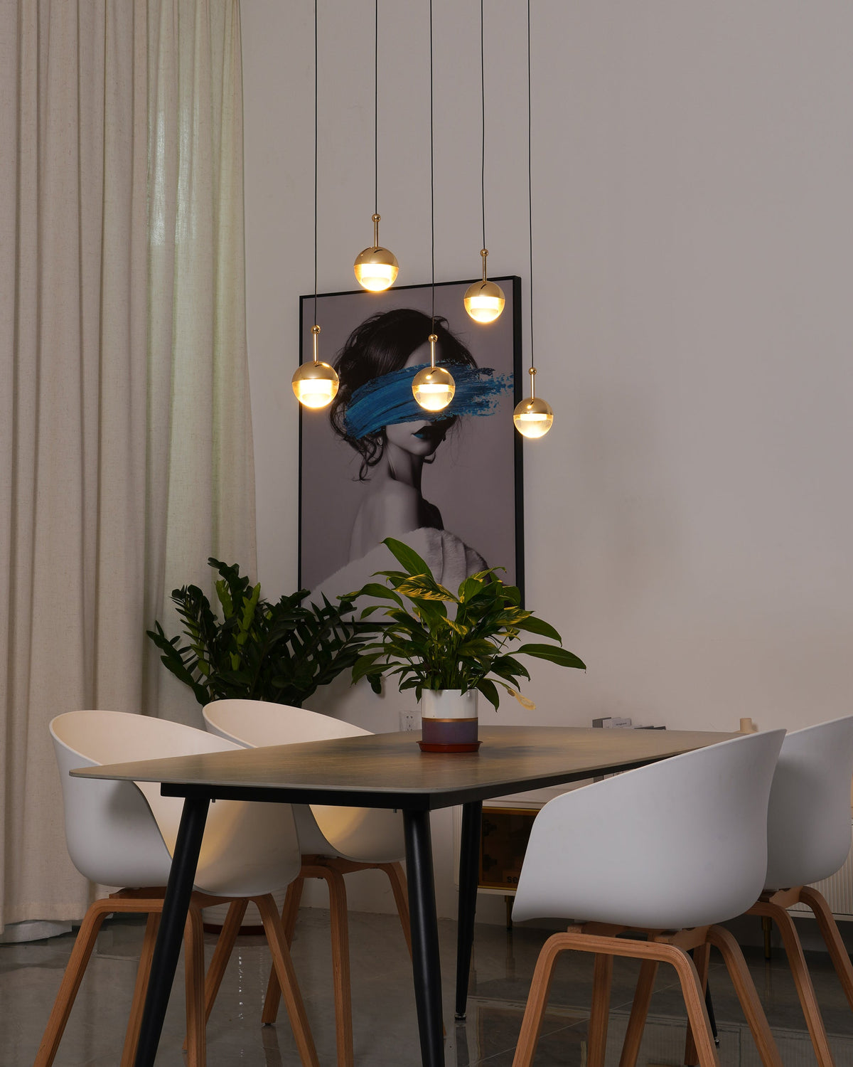 Glass Orb Cascade Chandelier