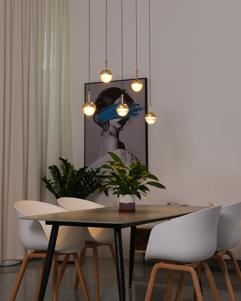 Glass Orb Cascade Chandelier
