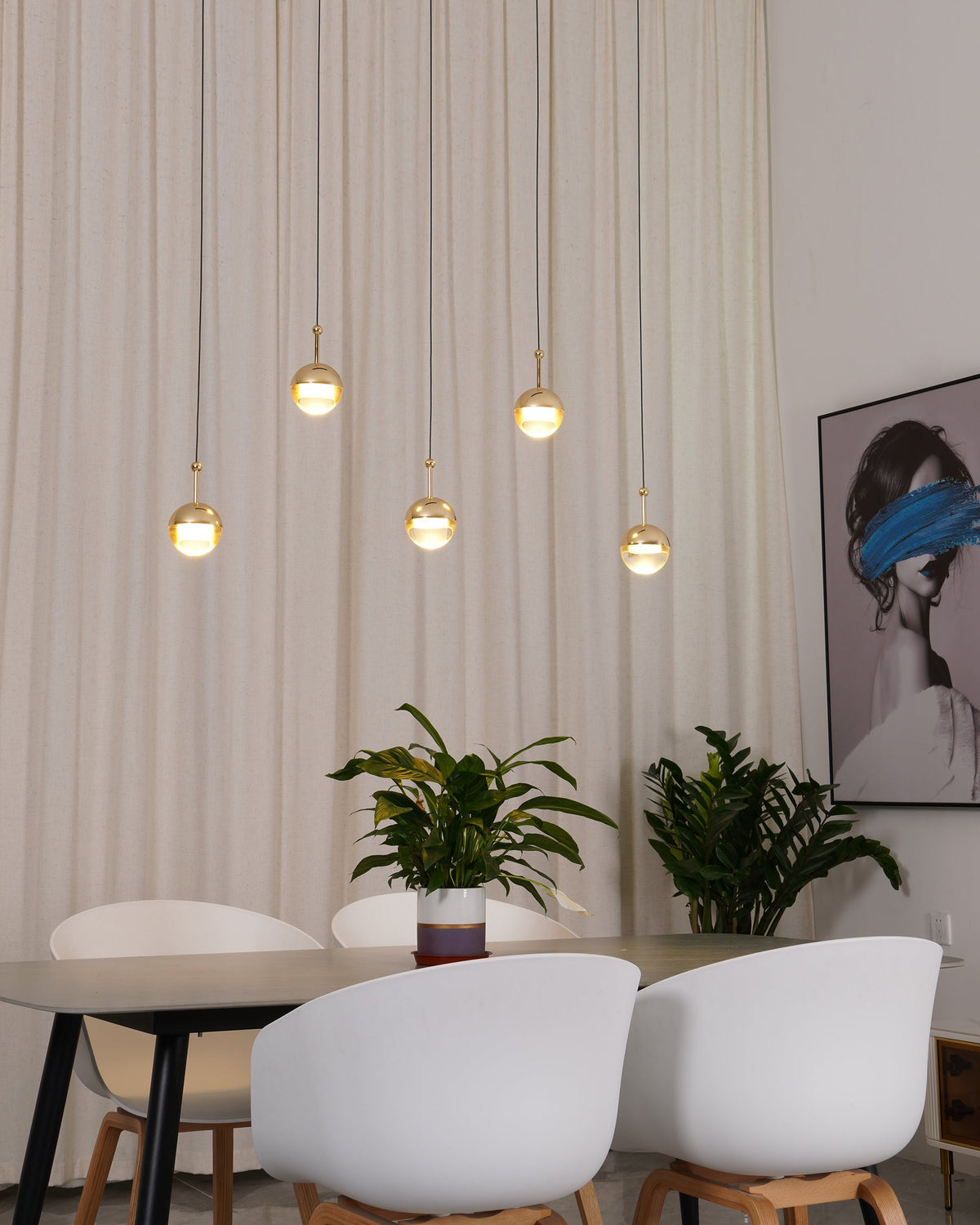 Glass Orb Cascade Chandelier