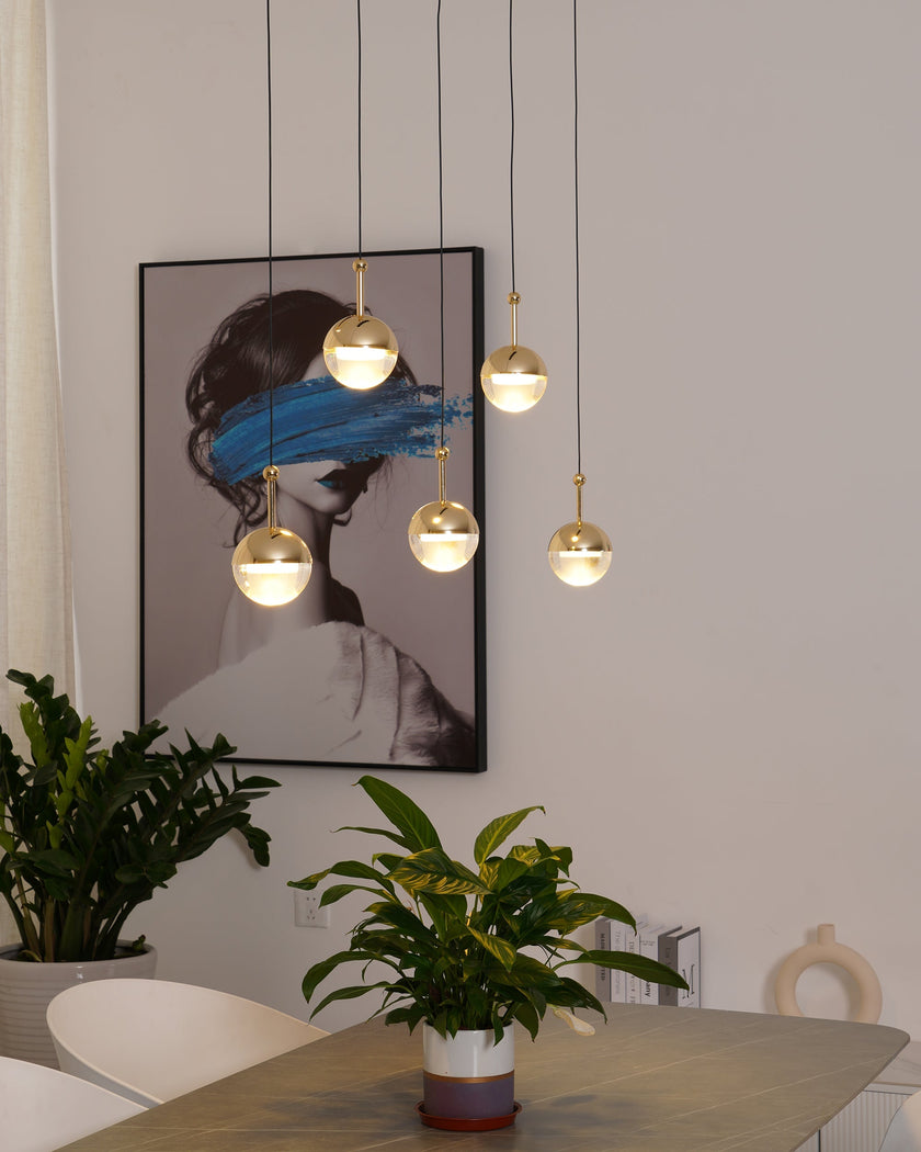 Glass Orb Cascade Chandelier