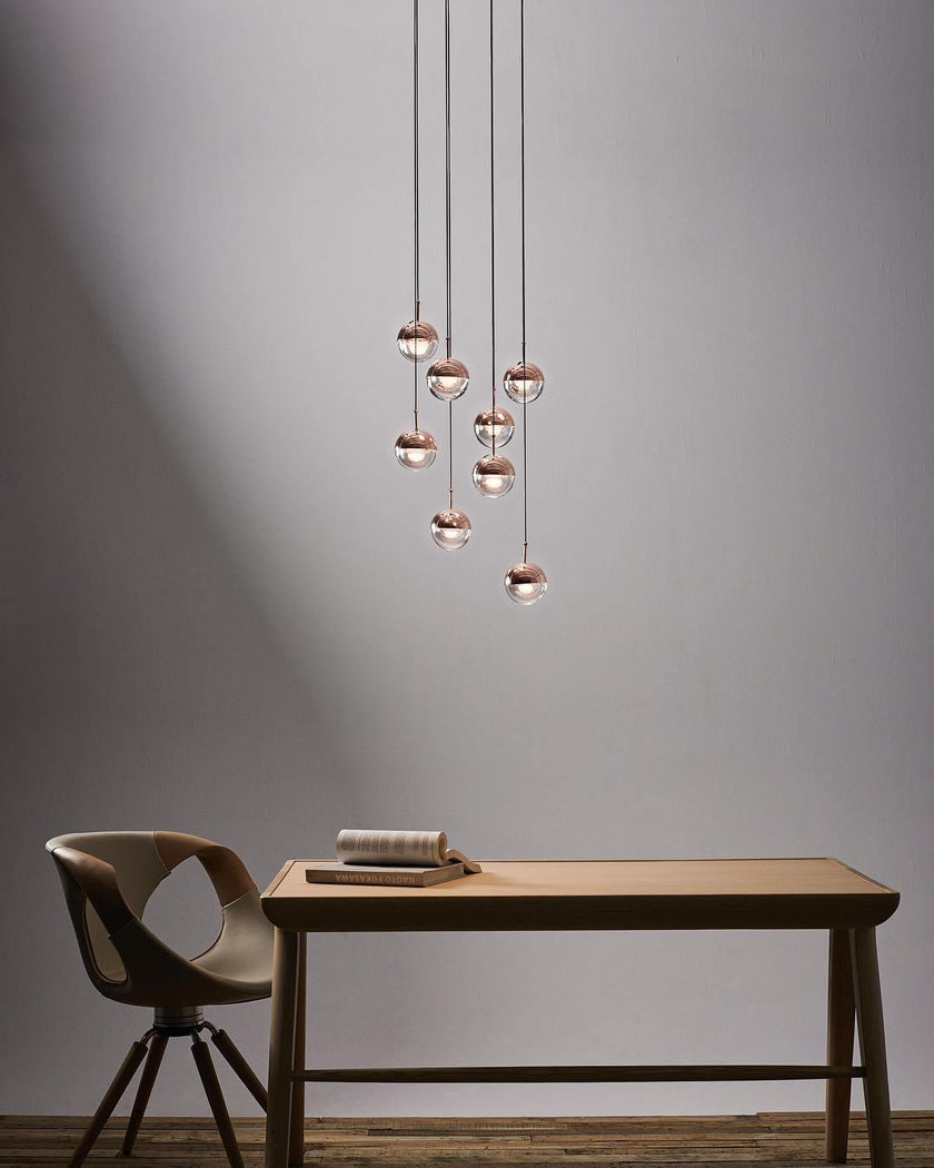 Glass Orb Cascade Chandelier