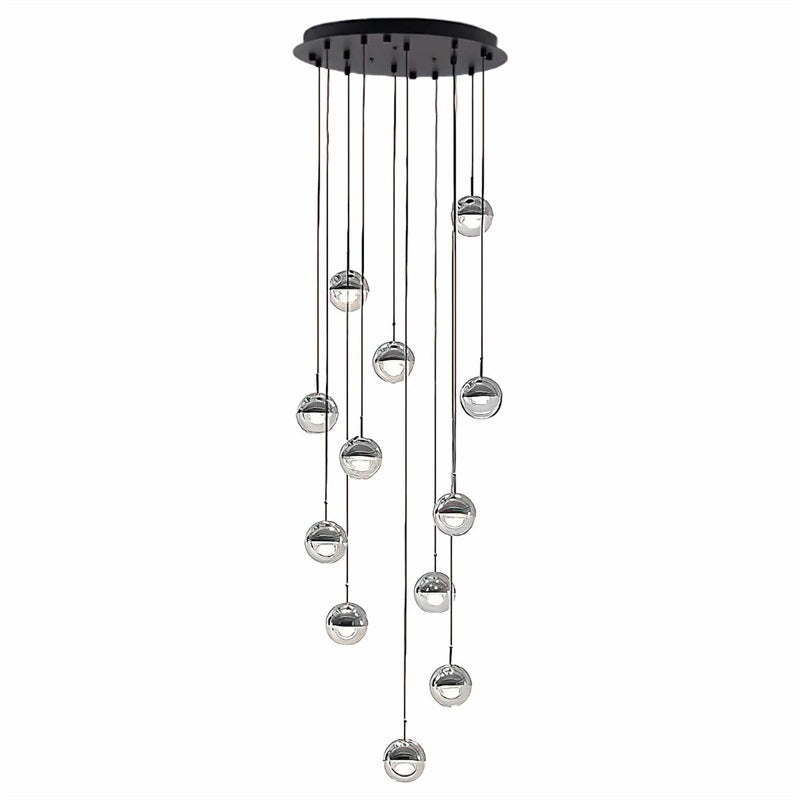 Glass Orb Cascade Chandelier