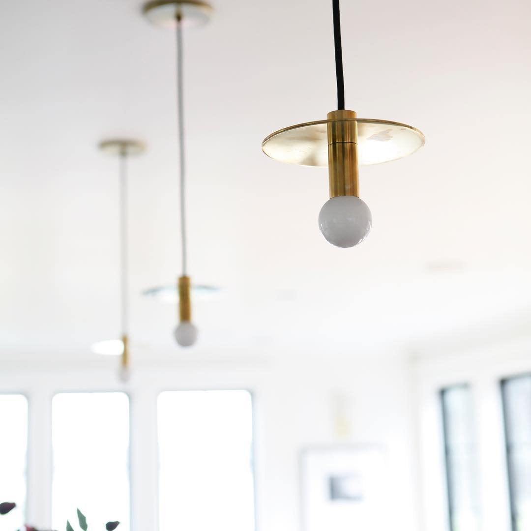 Brass Disc Dome Pendant Light