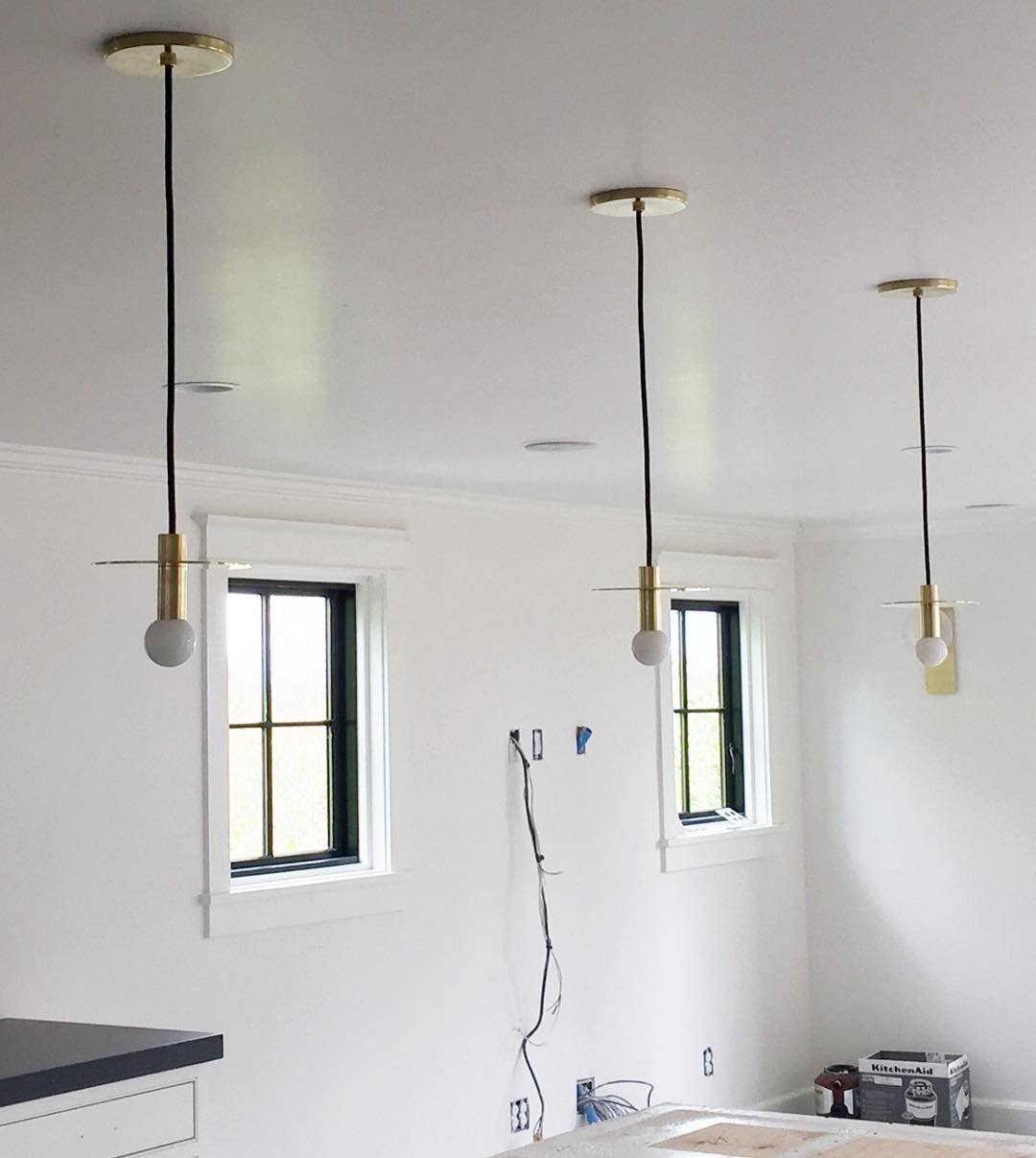 Brass Disc Dome Pendant Light