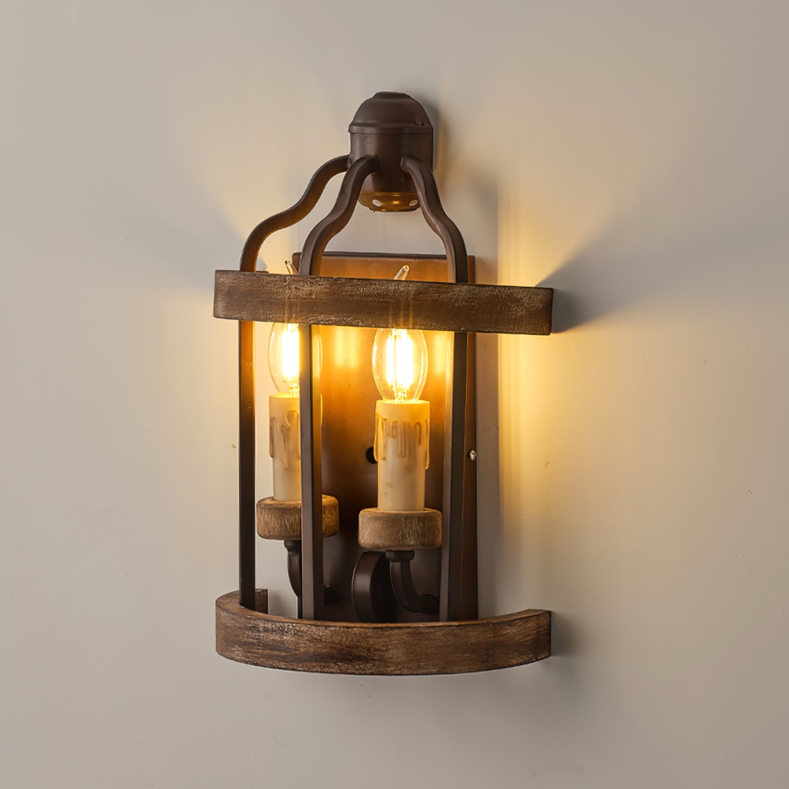 Calvrane Wood Double Candle Wall Sconce