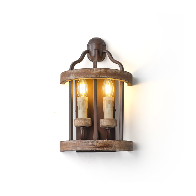 Calvrane Wood Double Candle Wall Sconce