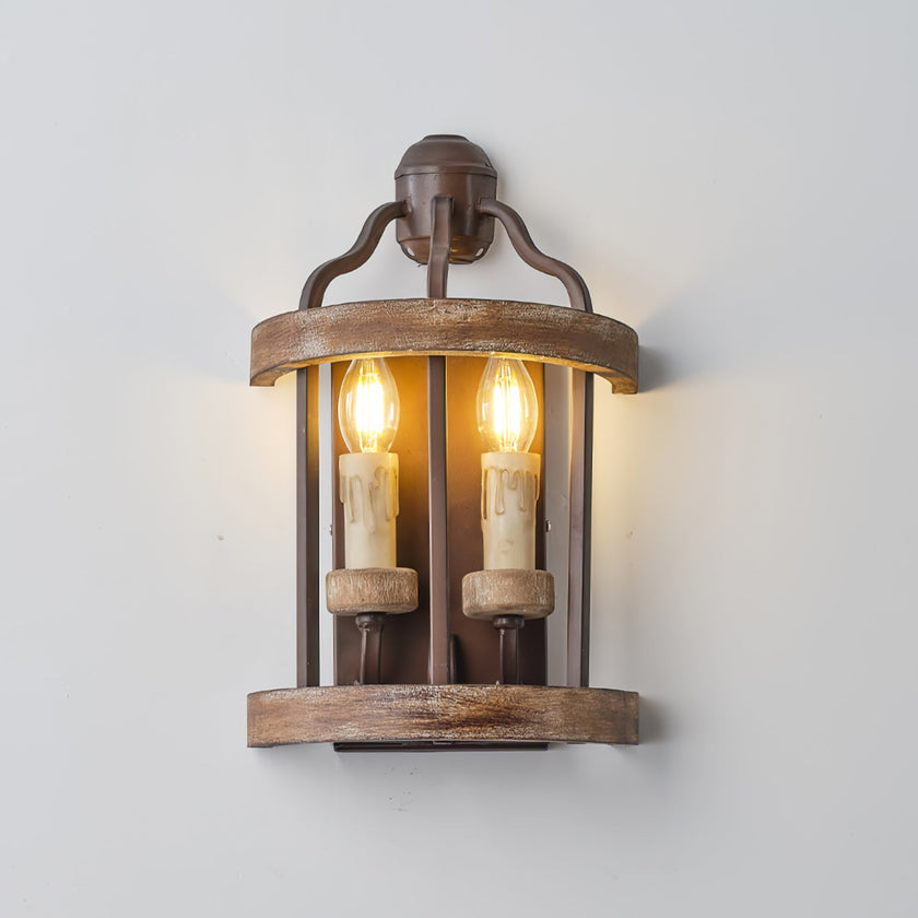 Calvrane Wood Double Candle Wall Sconce