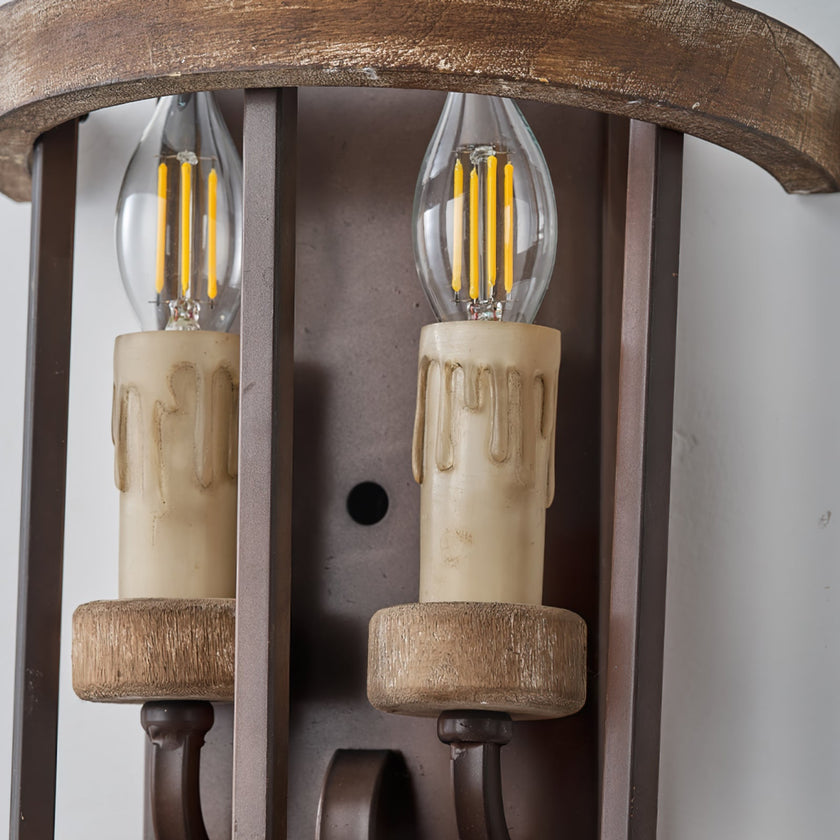 Calvrane Wood Double Candle Wall Sconce