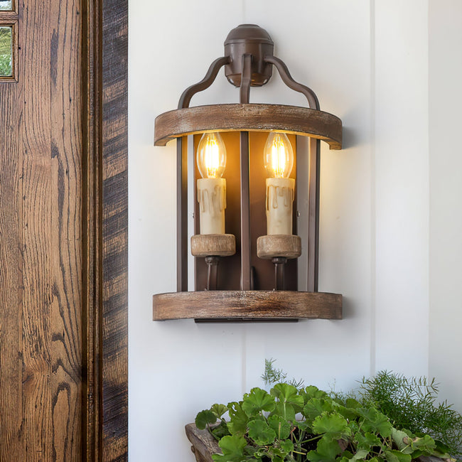 Calvrane Wood Double Candle Wall Sconce