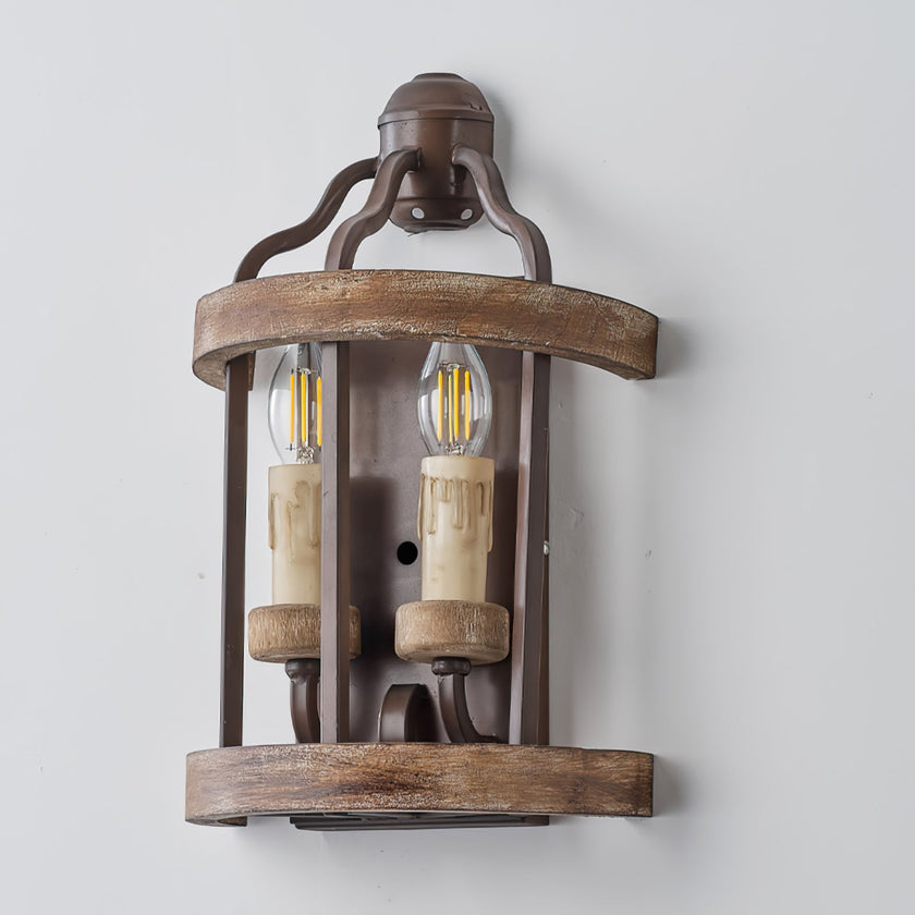 Calvrane Wood Double Candle Wall Sconce