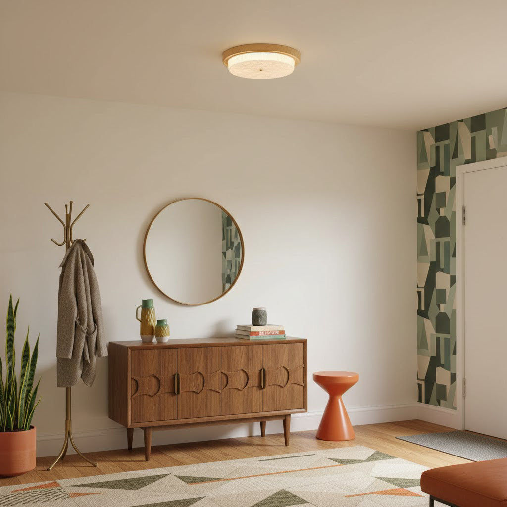 Modern Woodgrain Glass Flush Mount Ceiling Lamp