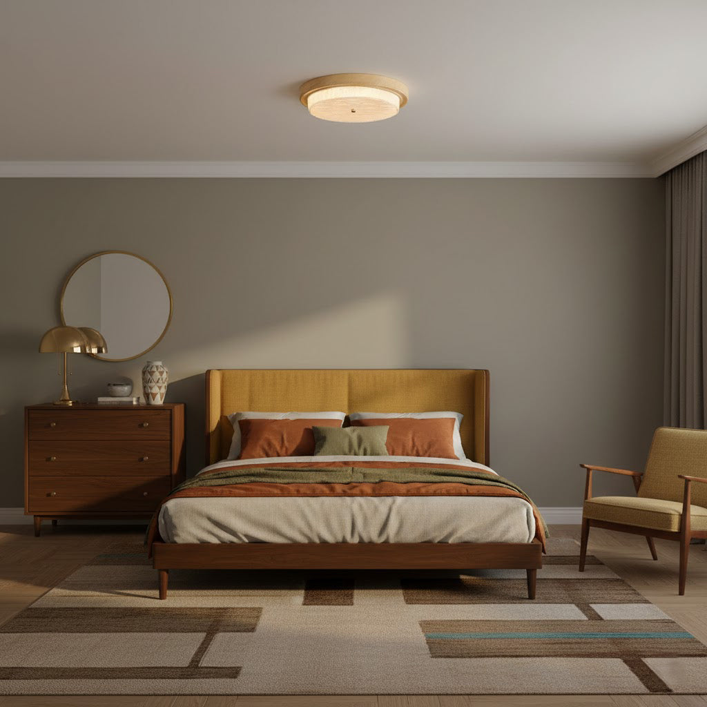 Modern Woodgrain Glass Flush Mount Ceiling Lamp