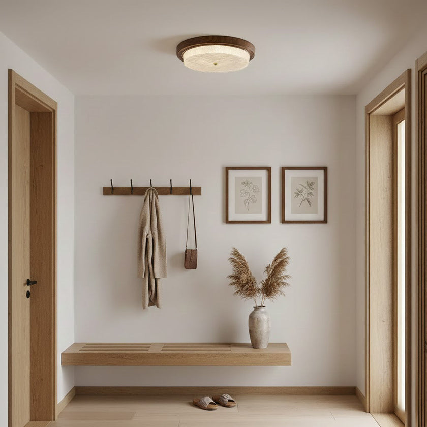 Modern Woodgrain Glass Flush Mount Ceiling Lamp
