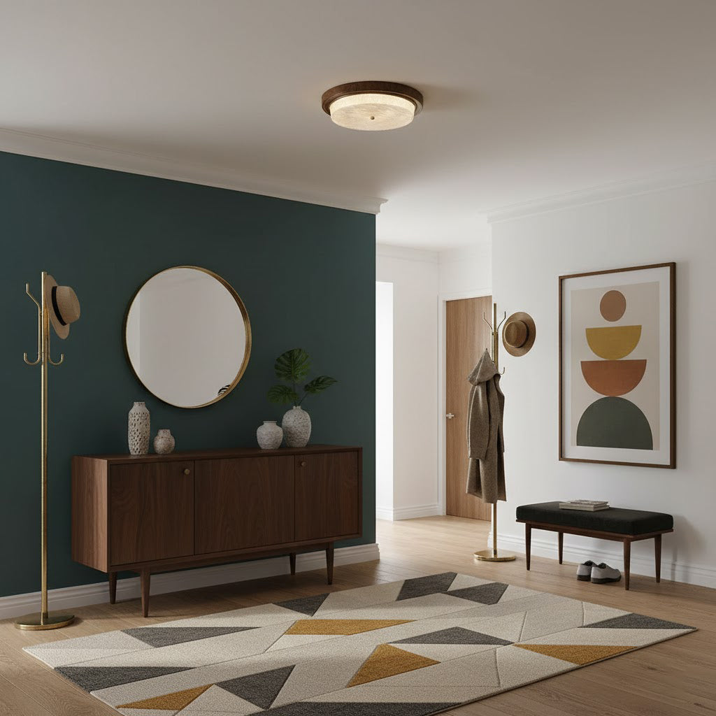 Modern Woodgrain Glass Flush Mount Ceiling Lamp