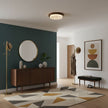 Modern Woodgrain Glass Flush Mount Ceiling Lamp