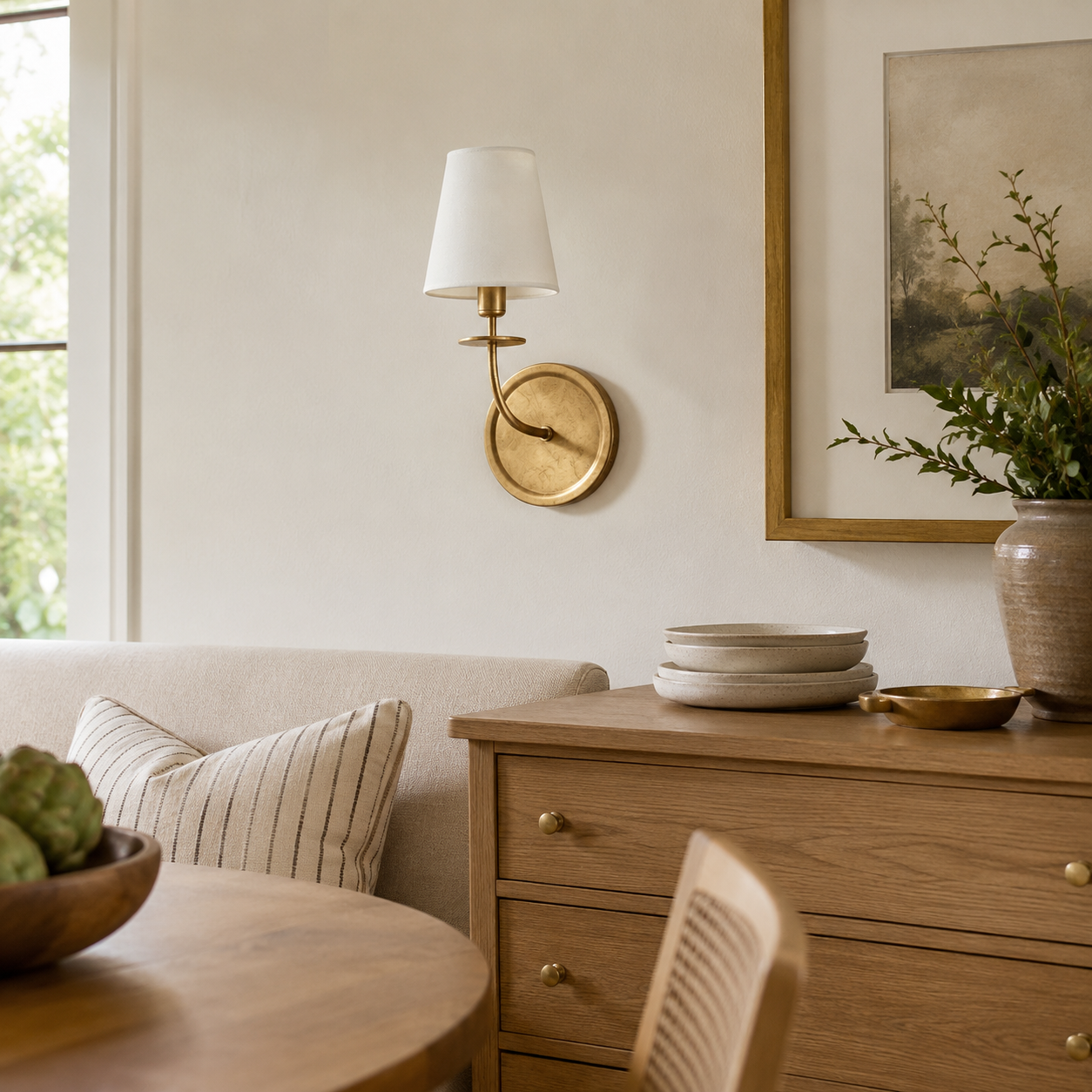Calvrane Brass Curved Candle Wall Sconce