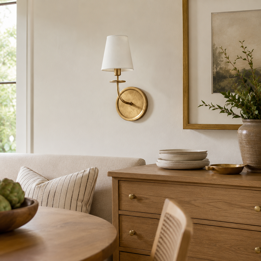 Calvrane Brass Curved Candle Wall Sconce