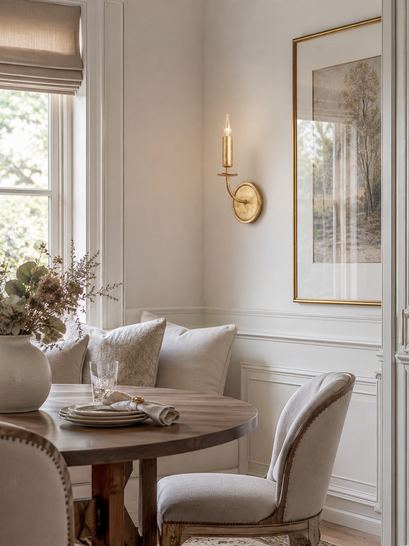 Calvrane Brass Curved Candle Wall Sconce