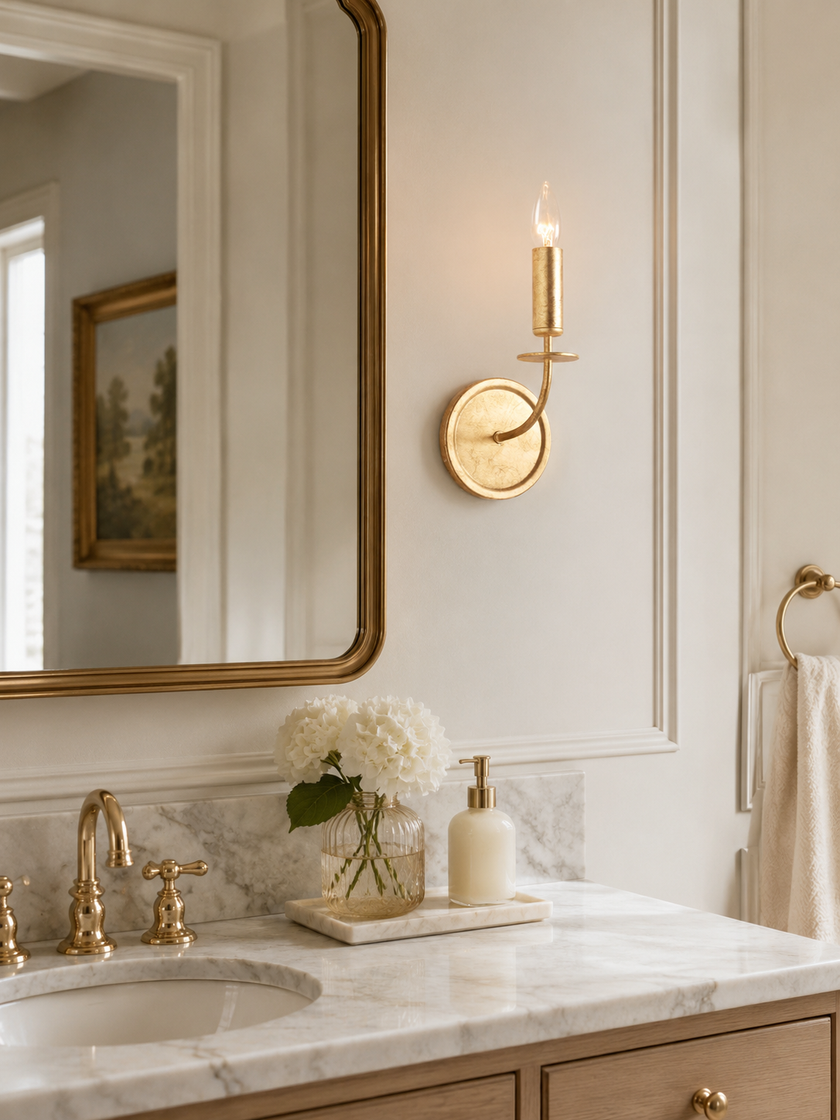 Calvrane Brass Curved Candle Wall Sconce