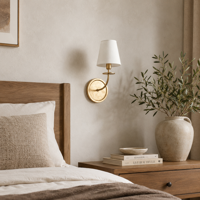 Calvrane Brass Curved Candle Wall Sconce