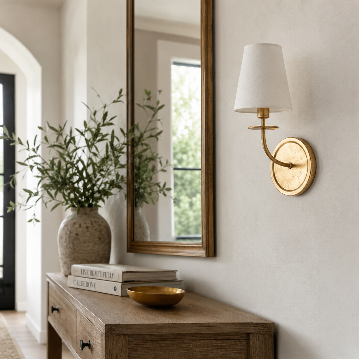 Calvrane Brass Curved Candle Wall Sconce